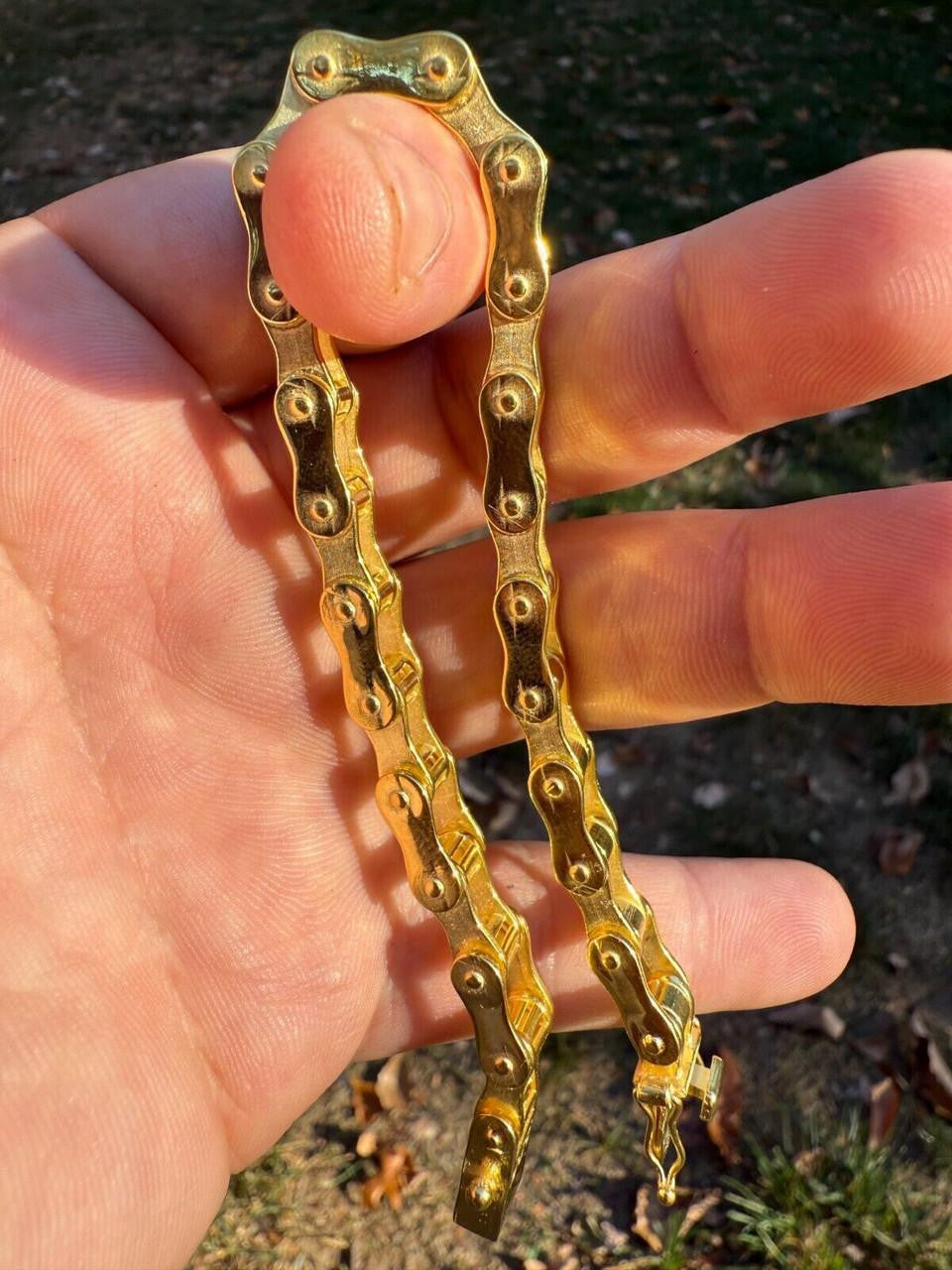 Bike Chain Bracelet - 14k Gold Vermeil 925 Sterling Silver - 7"-9" - 9mm