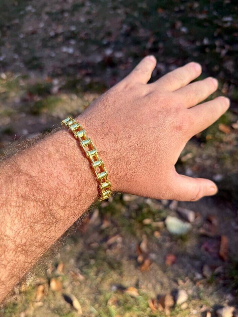 Bike Chain Bracelet - 14k Gold Vermeil 925 Sterling Silver - 7"-9" - 9mm
