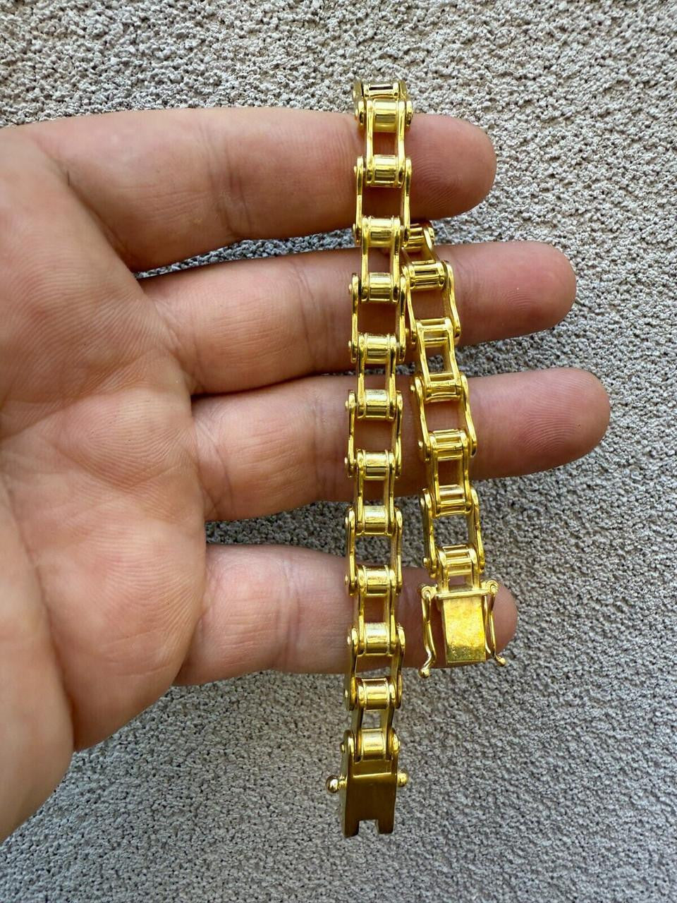 Bike Chain Bracelet - 14k Gold Vermeil 925 Sterling Silver - 7"-9" - 9mm