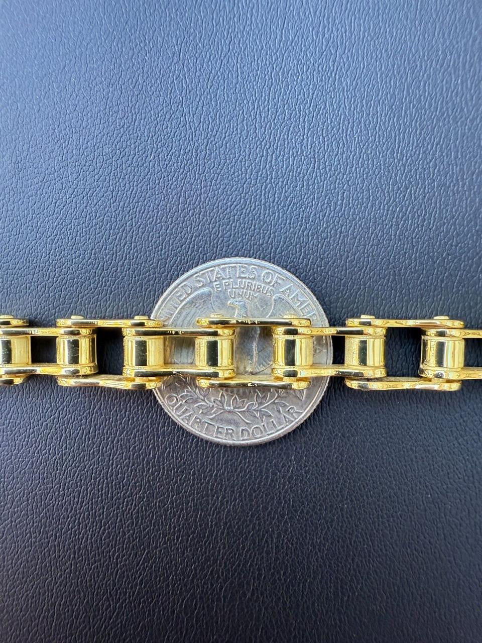 Bike Chain Bracelet - 14k Gold Vermeil 925 Sterling Silver - 7"-9" - 9mm