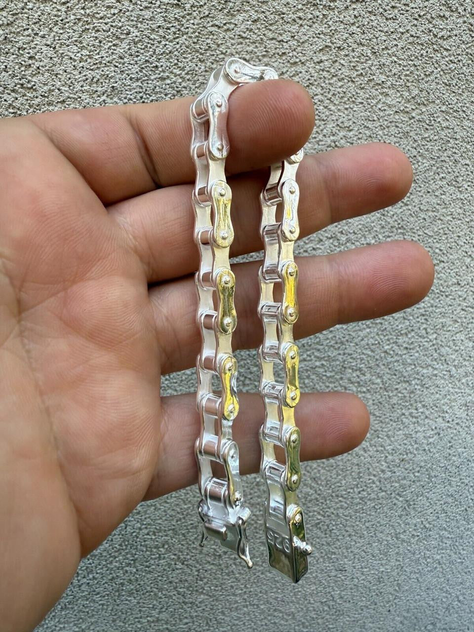 Bike Chain Bracelet - 925 Sterling Silver - 7"-9" - 9mm