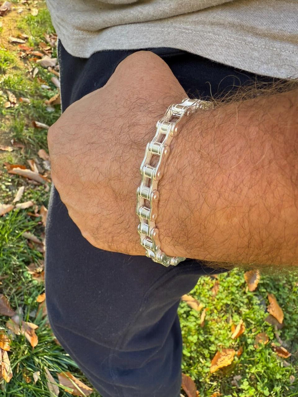 Bike Chain Bracelet - 925 Sterling Silver - 7"-9" - 9mm