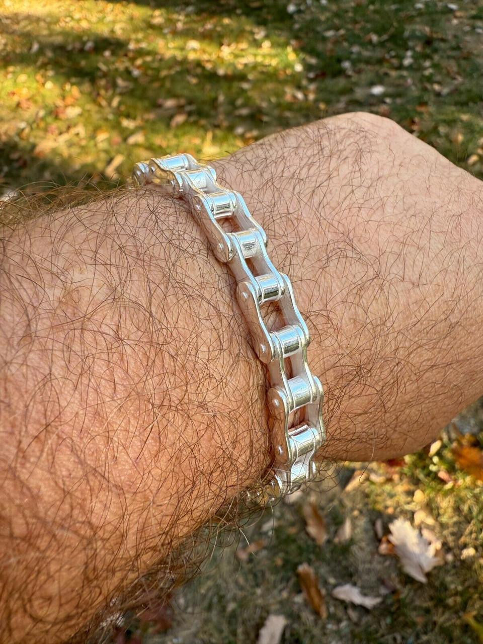Bike Chain Bracelet - 925 Sterling Silver - 7"-9" - 9mm