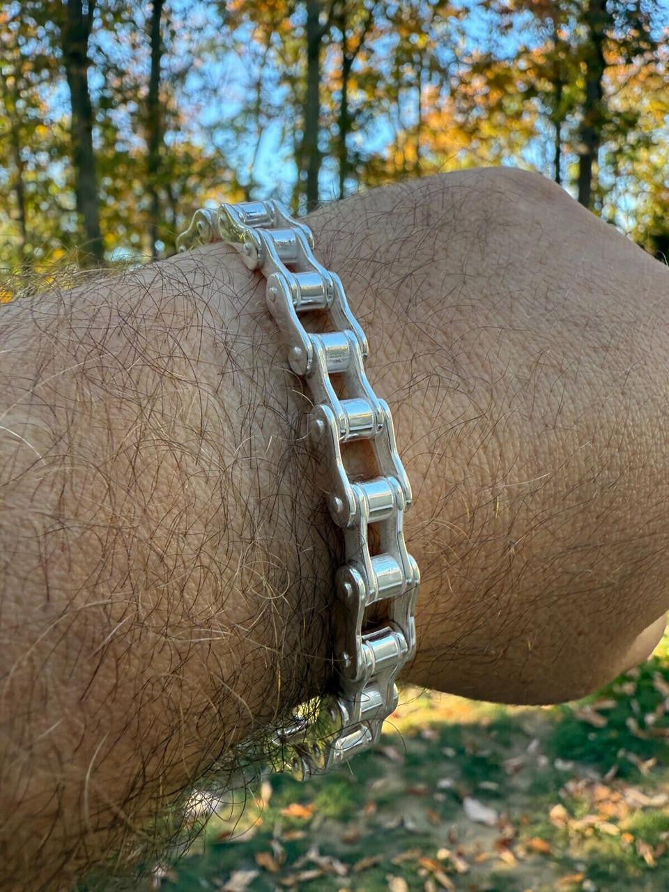 Bike Chain Bracelet - 925 Sterling Silver - 7"-9" - 9mm