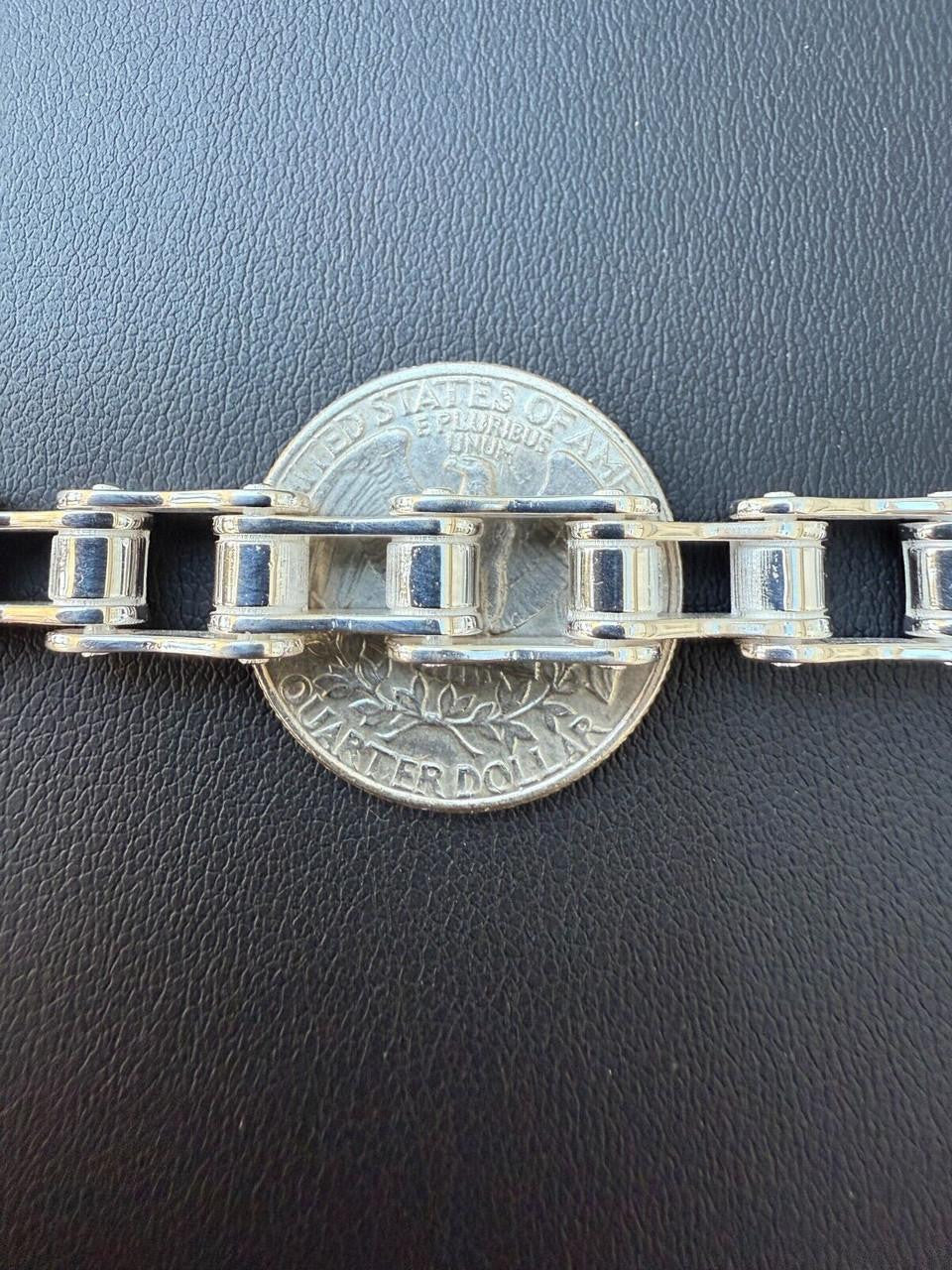 Bike Chain Bracelet - 925 Sterling Silver - 7"-9" - 9mm