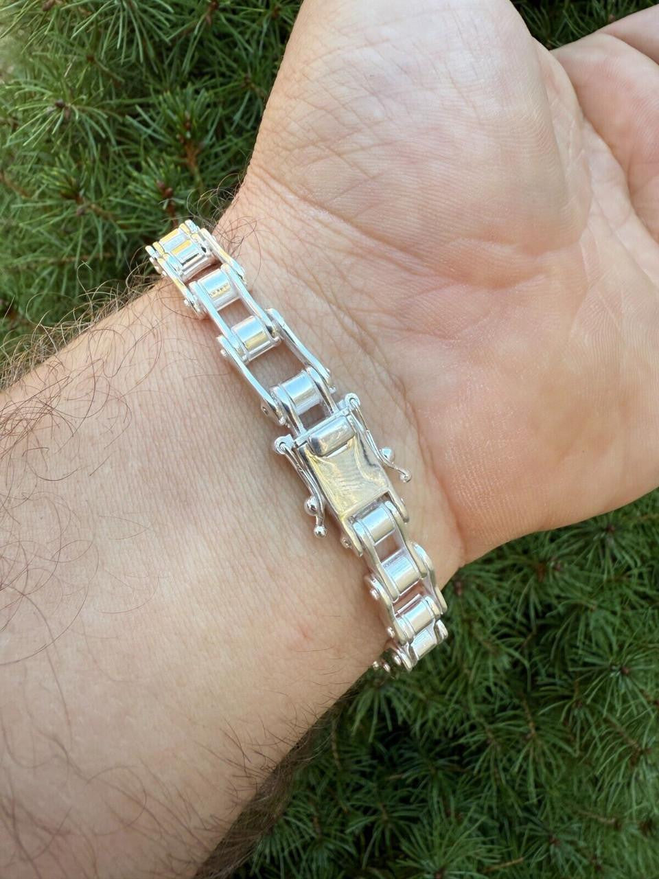 Bike Chain Bracelet - 925 Sterling Silver - 7"-9" - 9mm