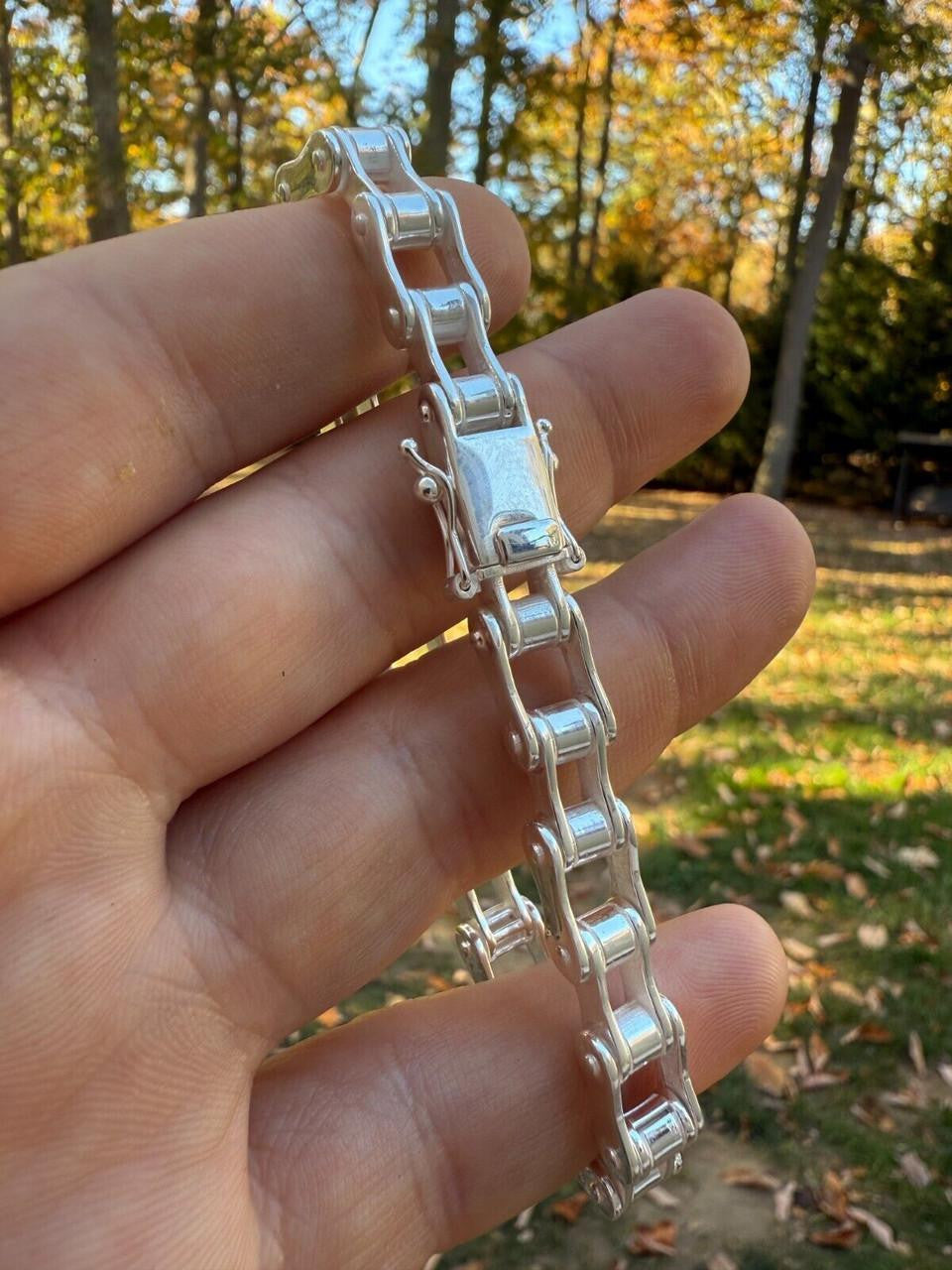 Bike Chain Bracelet - 925 Sterling Silver - 7"-9" - 9mm