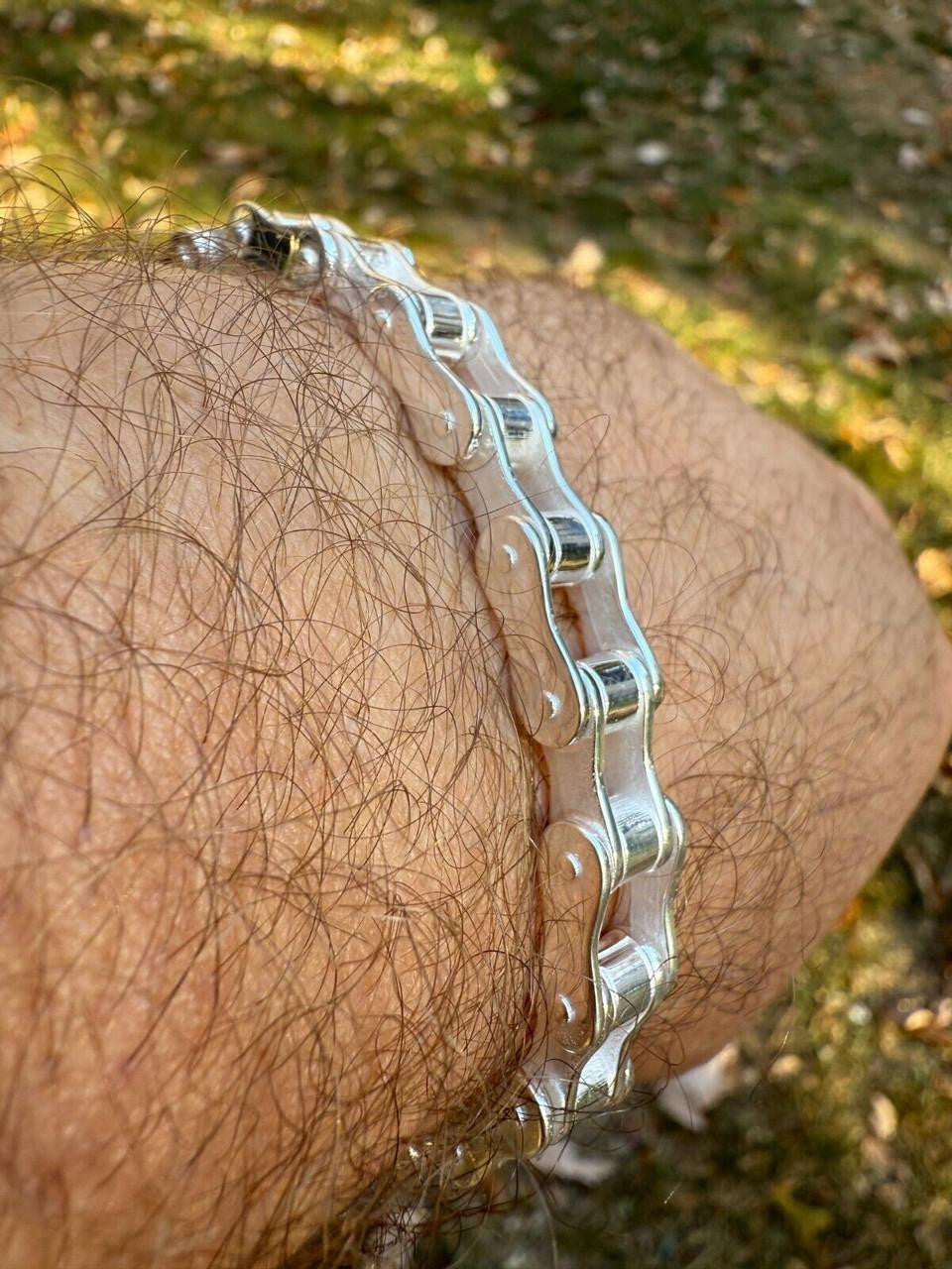 Bike Chain Bracelet - 925 Sterling Silver - 7"-9" - 9mm