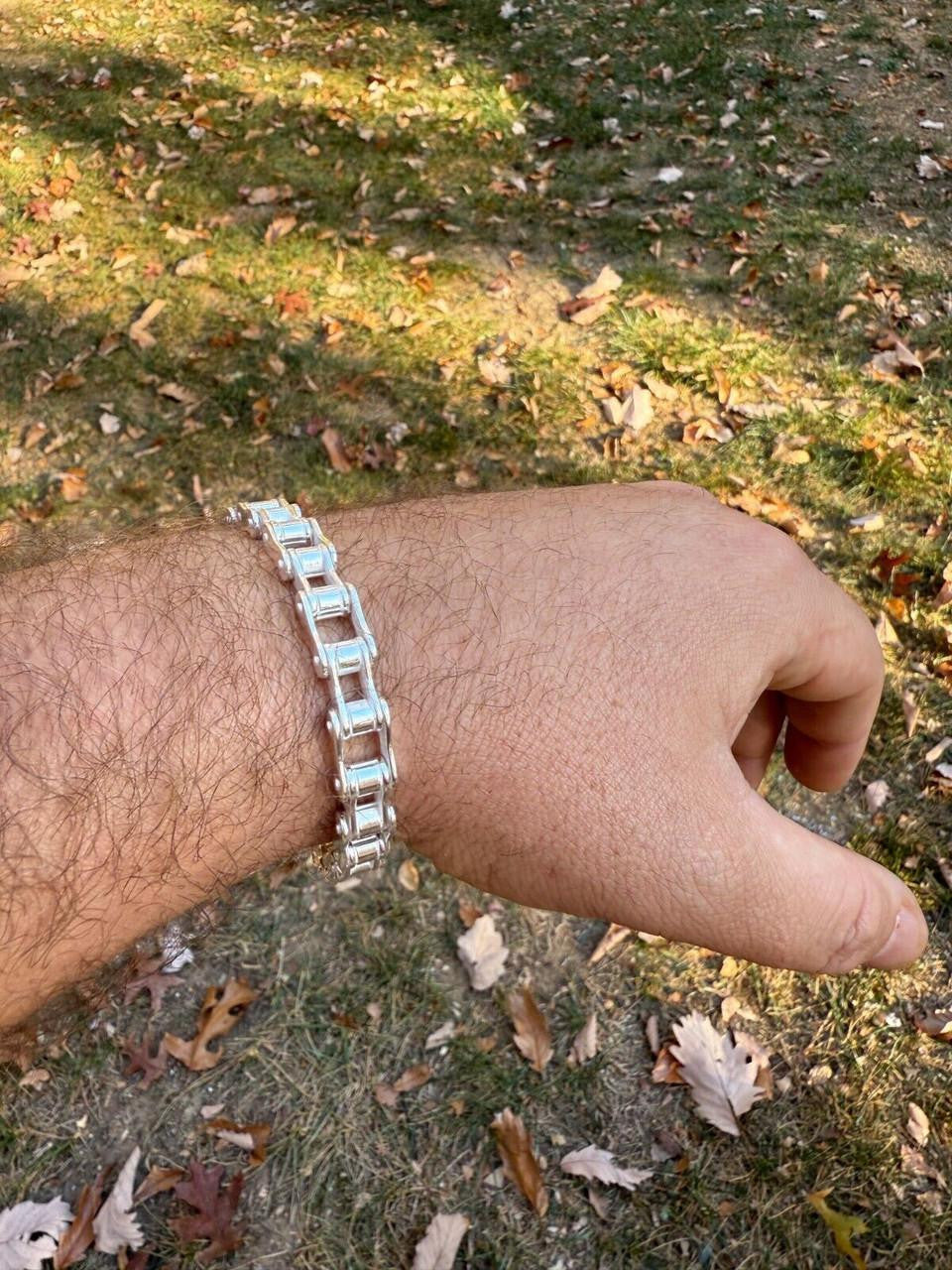 Bike Chain Bracelet - 925 Sterling Silver - 7"-9" - 9mm