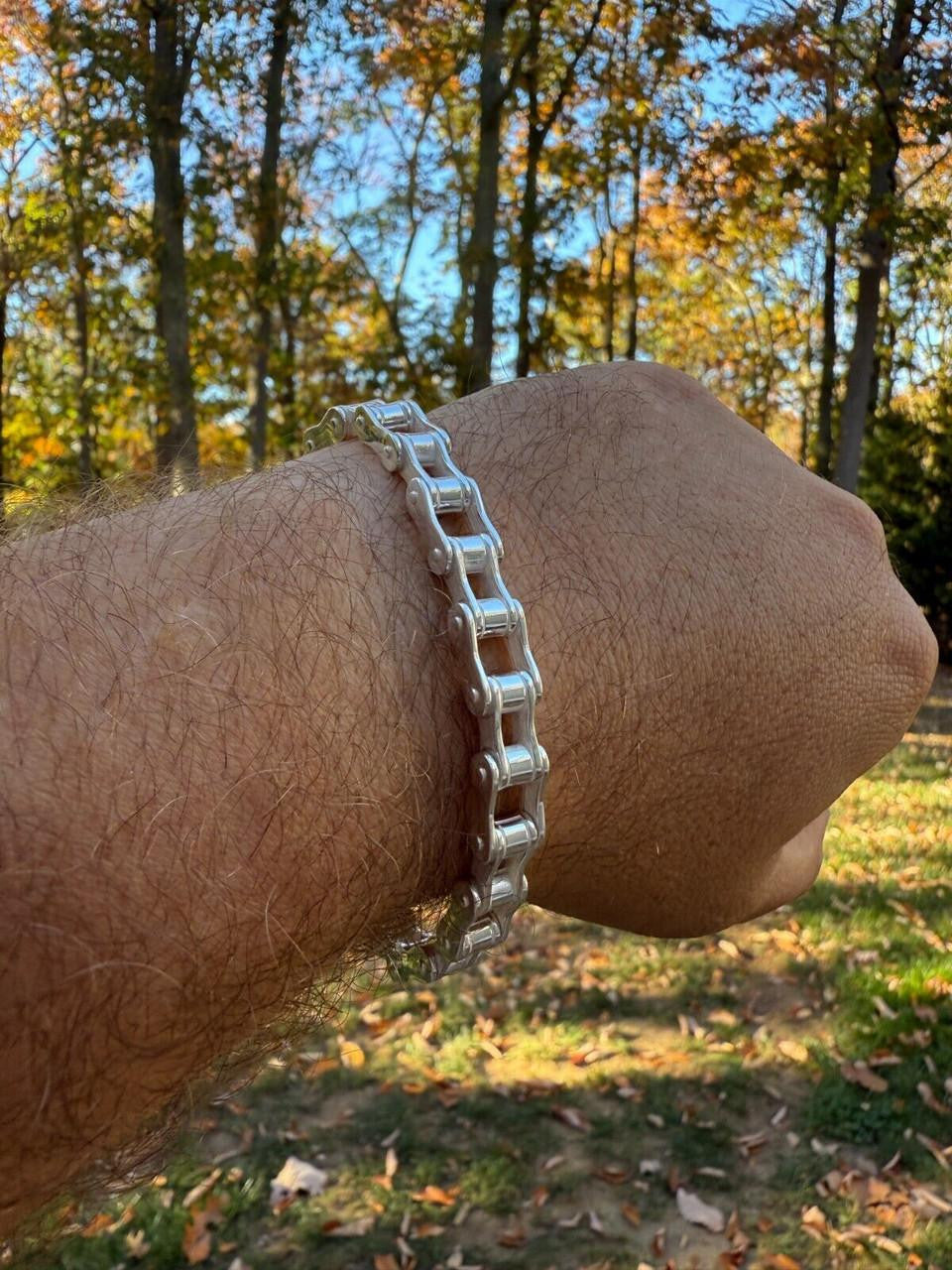 Bike Chain Bracelet - 925 Sterling Silver - 7"-9" - 9mm