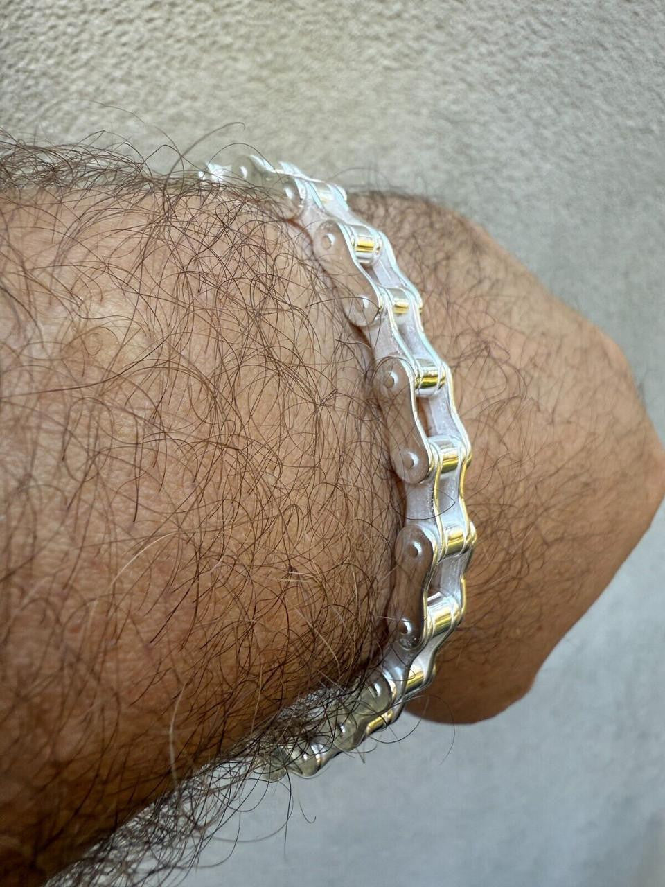 Bike Chain Bracelet - 925 Sterling Silver - 7"-9" - 9mm