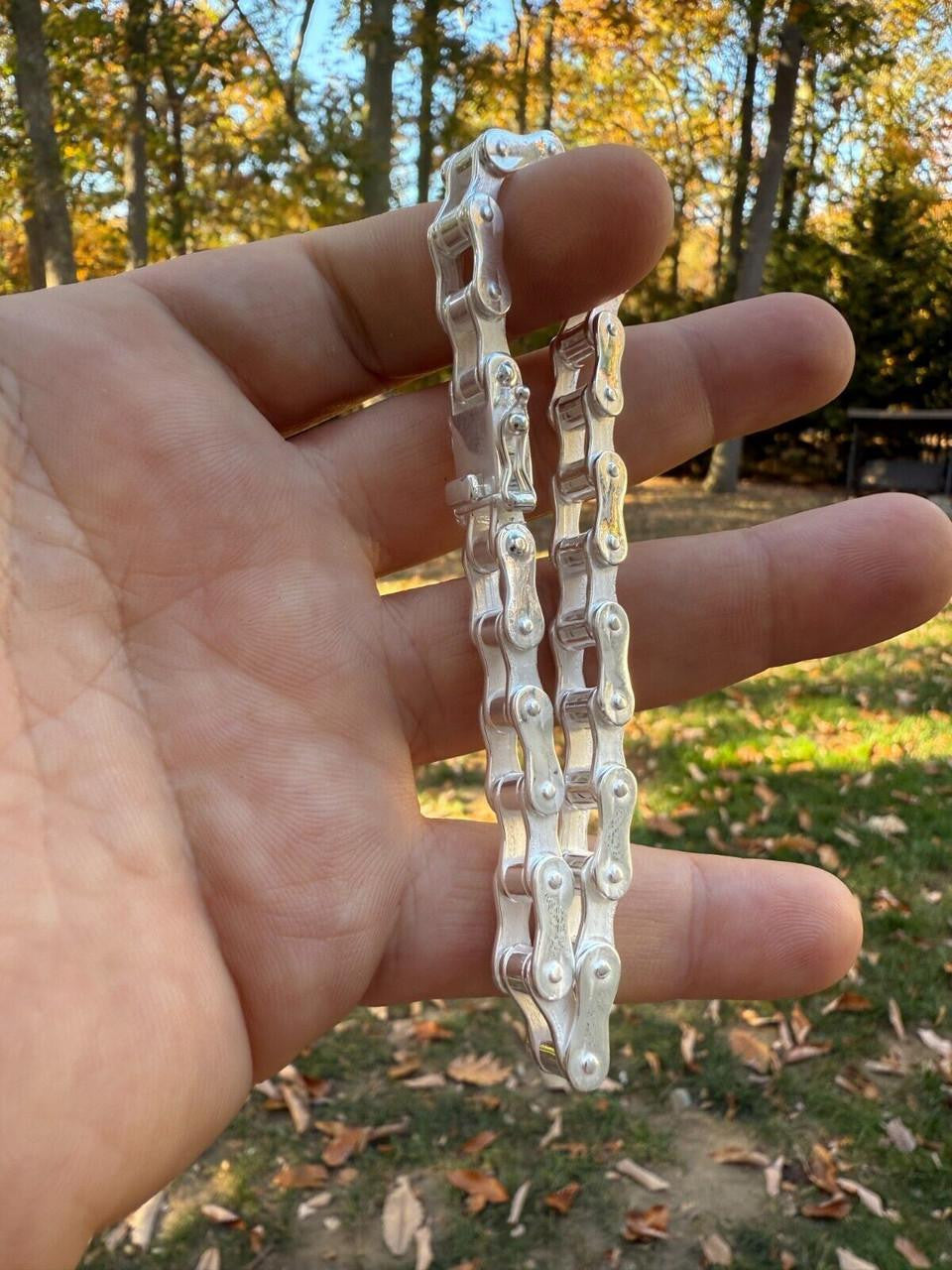 Bike Chain Bracelet - 925 Sterling Silver - 7"-9" - 9mm