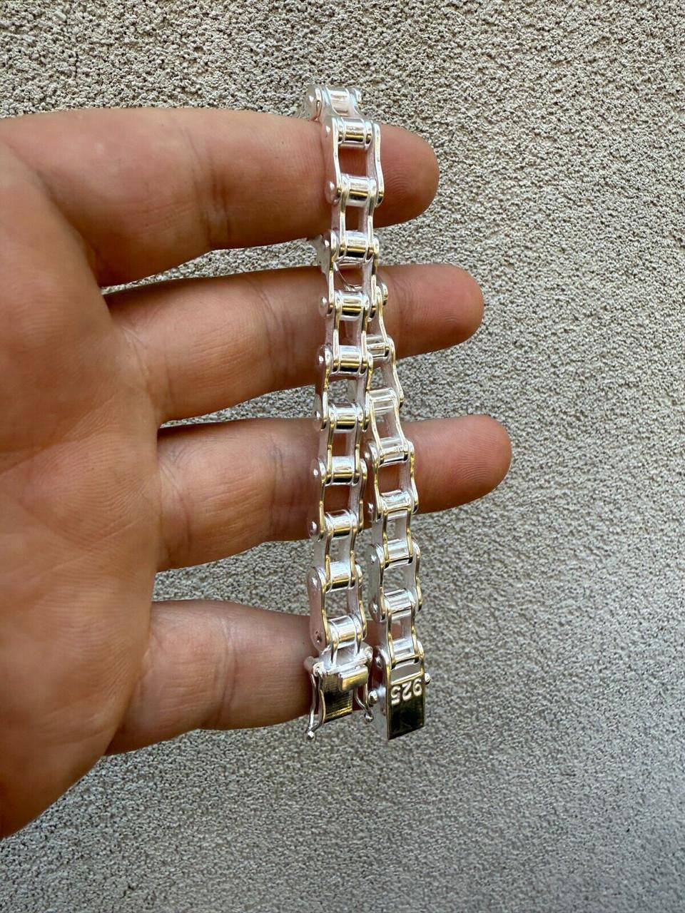 Bike Chain Bracelet - 925 Sterling Silver - 7"-9" - 9mm