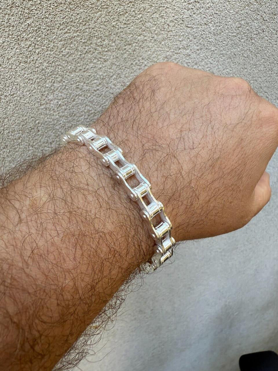 Bike Chain Bracelet - 925 Sterling Silver - 7"-9" - 9mm