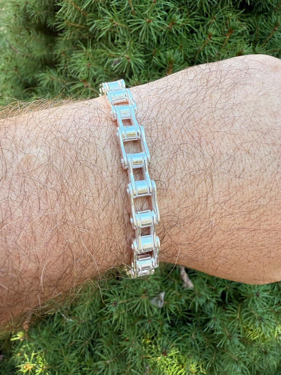 Bike Chain Bracelet - 925 Sterling Silver - 7"-9" - 9mm