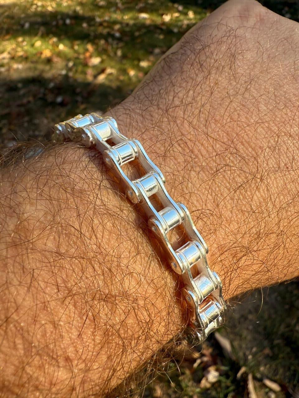 Bike Chain Bracelet - 925 Sterling Silver - 7"-9" - 9mm