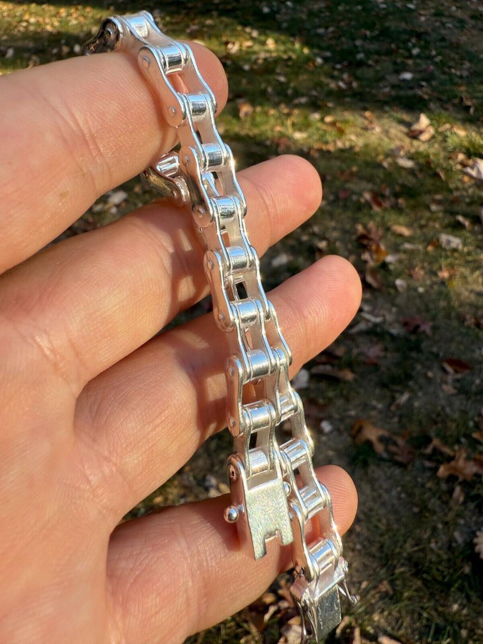 Bike Chain Bracelet - 925 Sterling Silver - 7"-9" - 9mm
