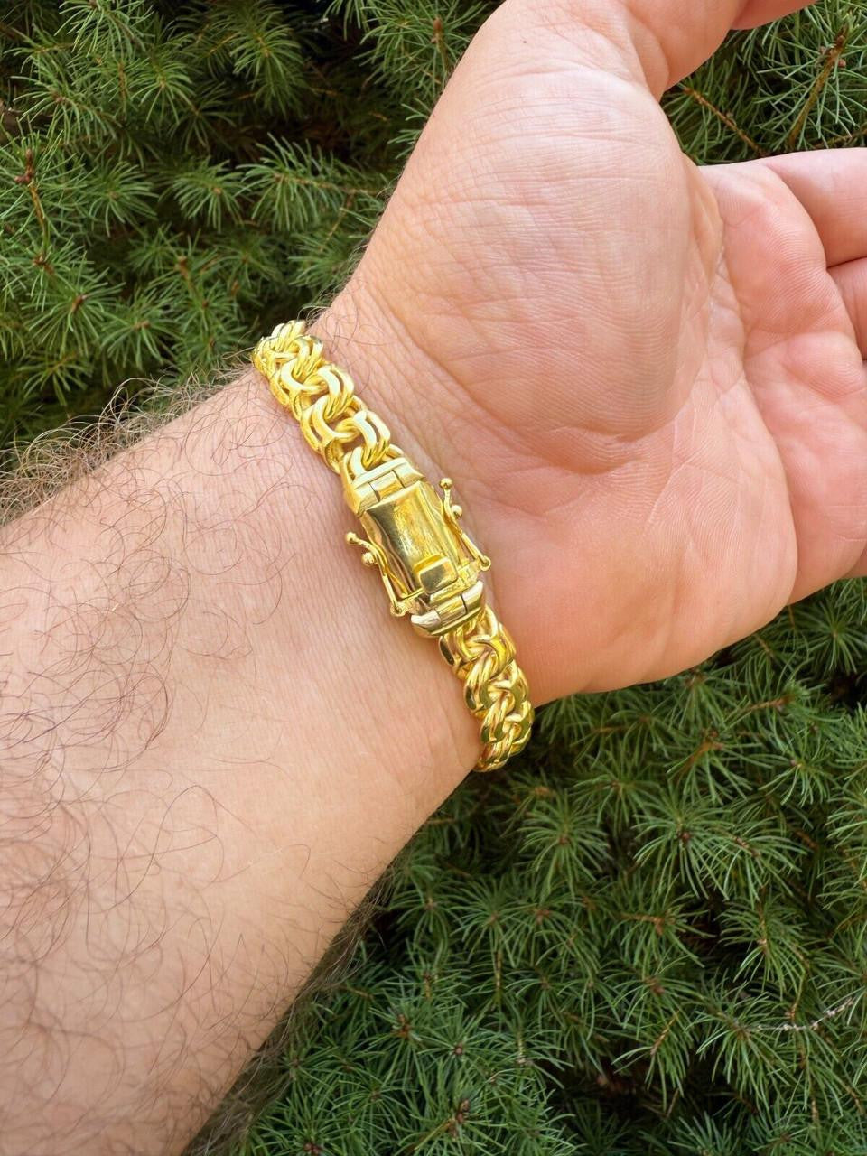 Bismark Garibaldi Chino Link Bracelet - 14k Gold Vermeil 925 Sterling Silver - 7"-8.5" - 9mm