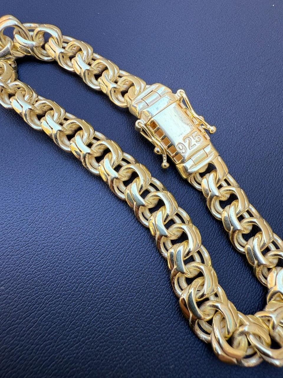 Bismark Garibaldi Chino Link Bracelet - 14k Gold Vermeil 925 Sterling Silver - 7"-8.5" - 9mm