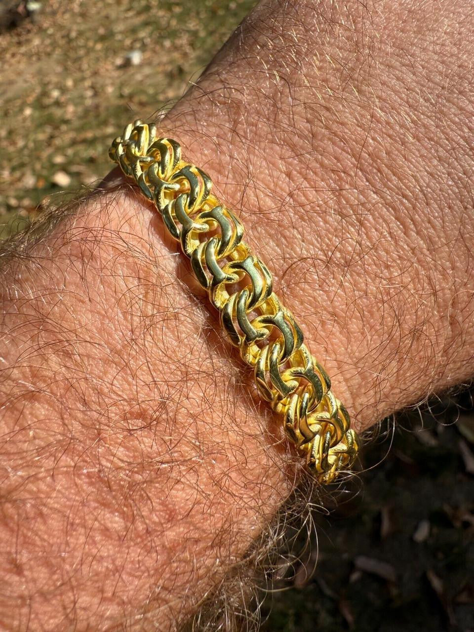 Bismark Garibaldi Chino Link Bracelet - 14k Gold Vermeil 925 Sterling Silver - 7"-8.5" - 9mm