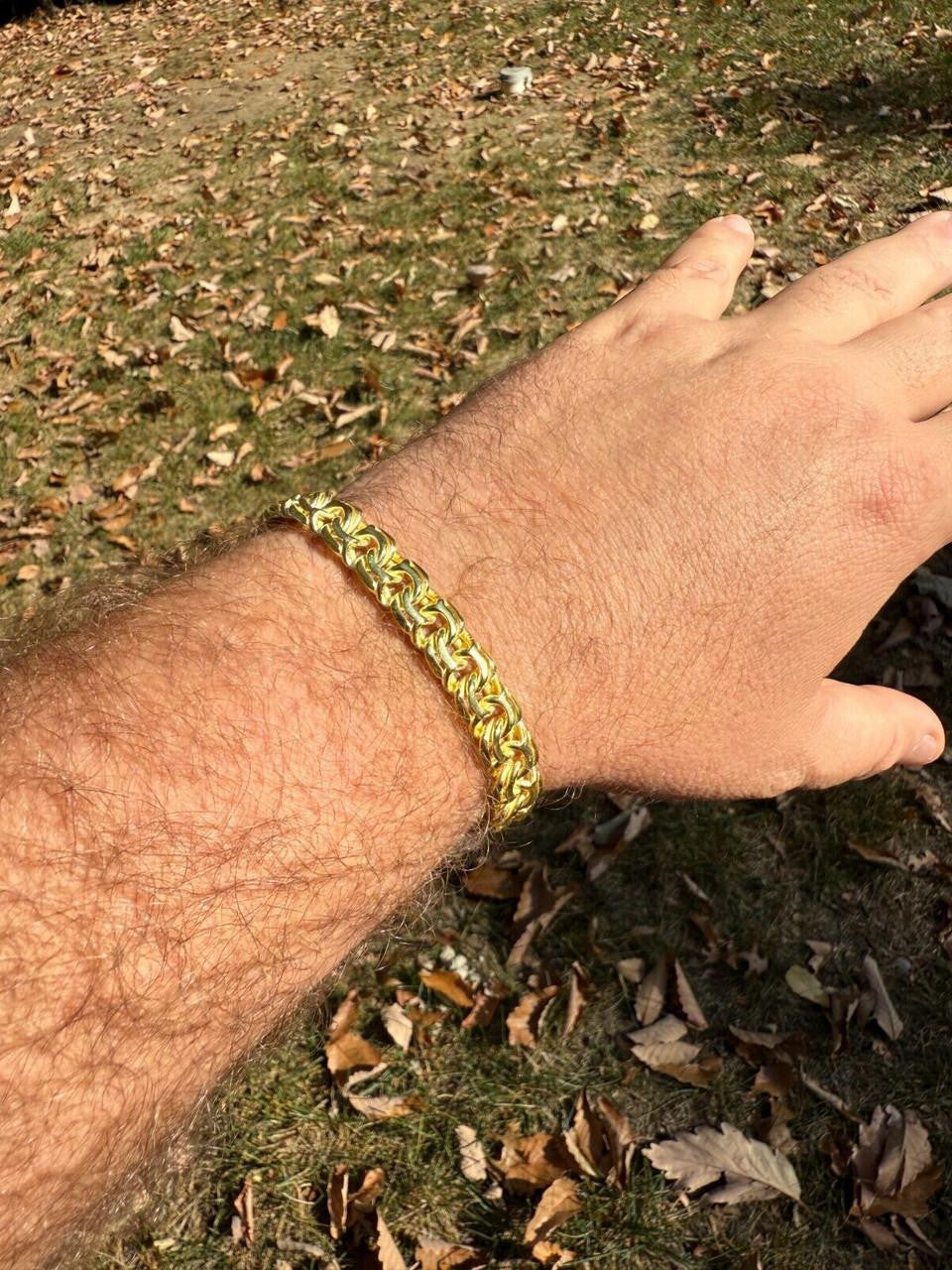 Bismark Garibaldi Chino Link Bracelet - 14k Gold Vermeil 925 Sterling Silver - 7"-8.5" - 9mm