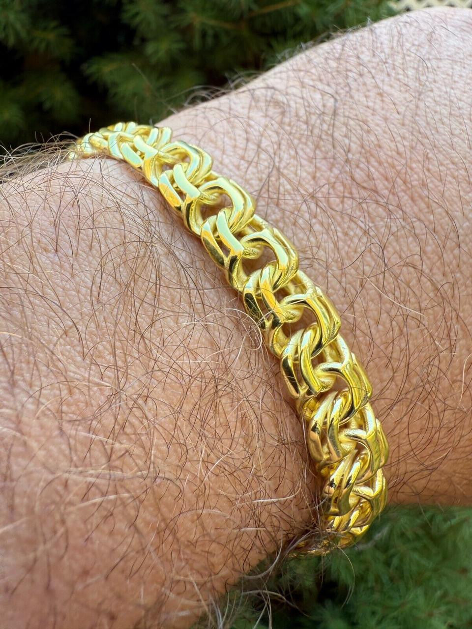 Bismark Garibaldi Chino Link Bracelet - 14k Gold Vermeil 925 Sterling Silver - 7"-8.5" - 9mm