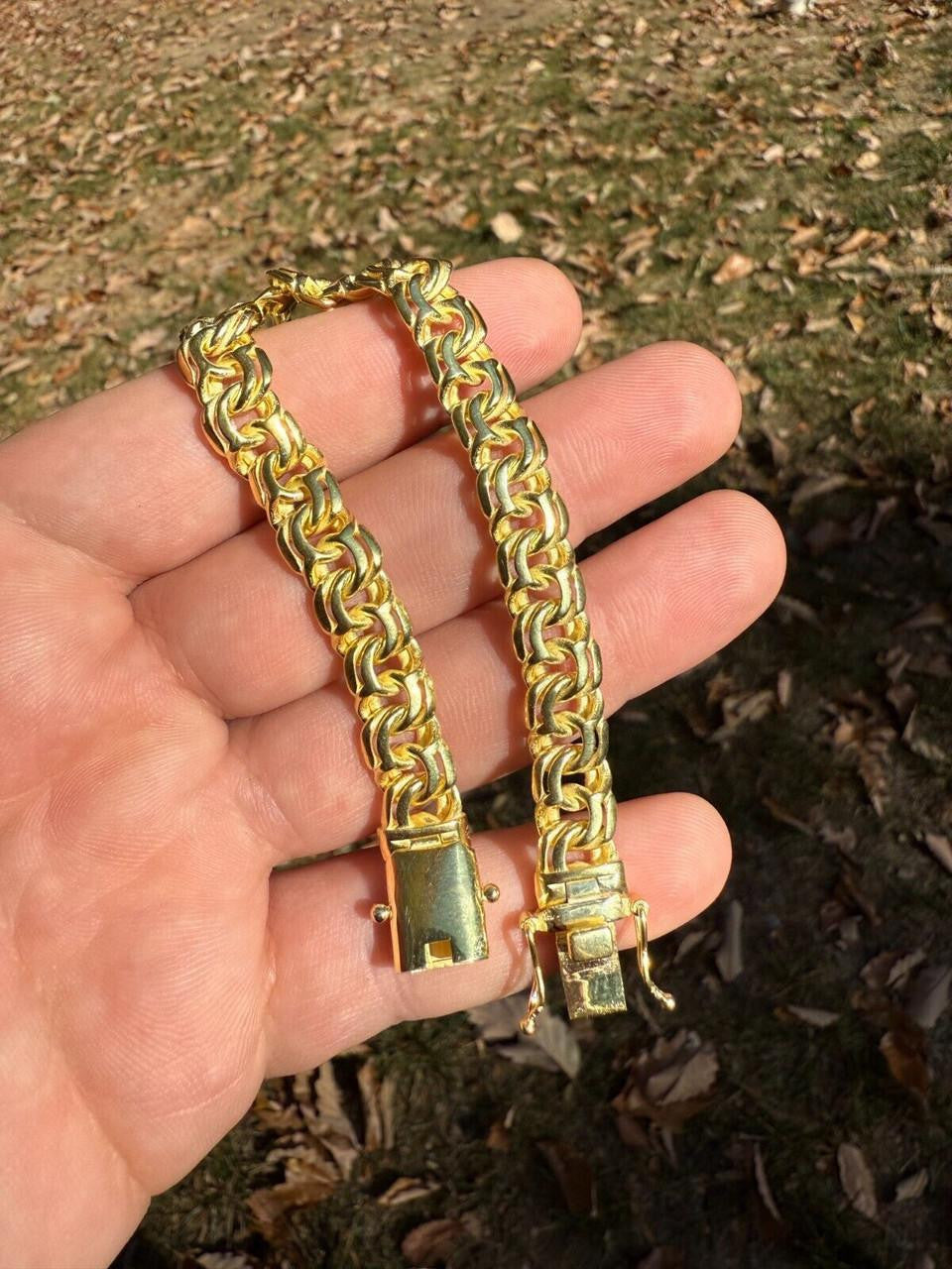 Bismark Garibaldi Chino Link Bracelet - 14k Gold Vermeil 925 Sterling Silver - 7"-8.5" - 9mm