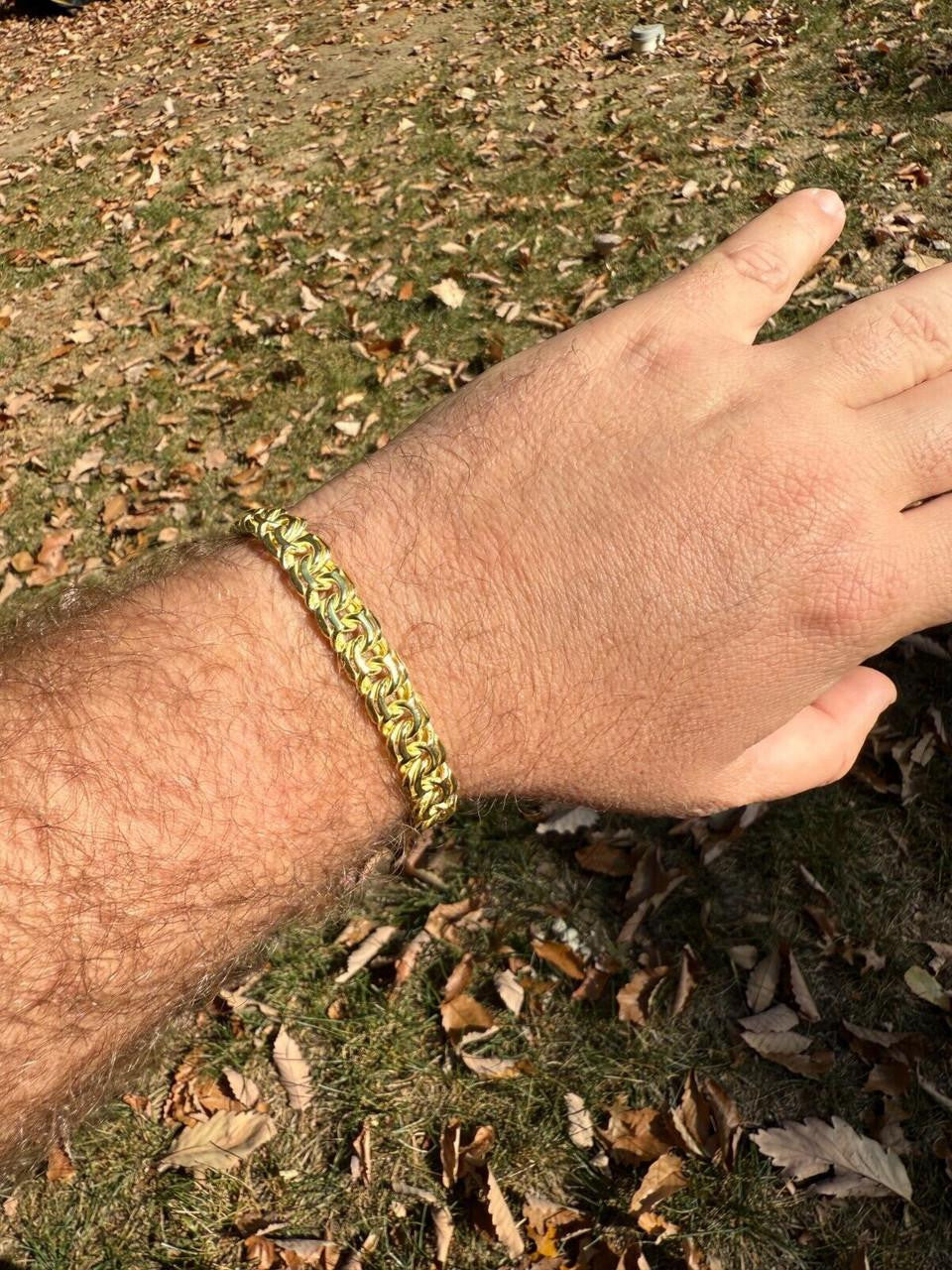 Bismark Garibaldi Chino Link Bracelet - 14k Gold Vermeil 925 Sterling Silver - 7"-8.5" - 9mm