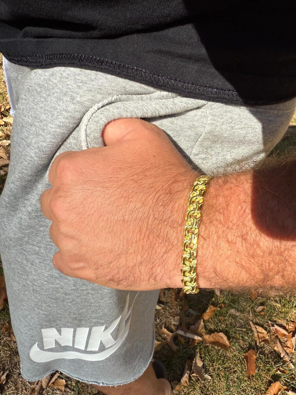 Bismark Garibaldi Chino Link Bracelet - 14k Gold Vermeil 925 Sterling Silver - 7"-8.5" - 9mm