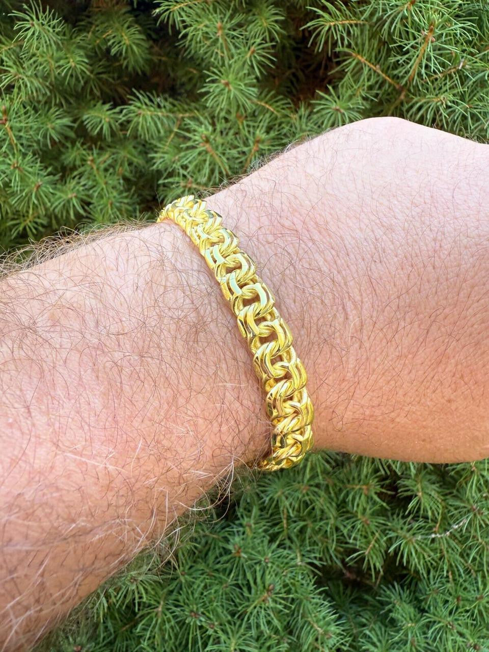Bismark Garibaldi Chino Link Bracelet - 14k Gold Vermeil 925 Sterling Silver - 7"-8.5" - 9mm
