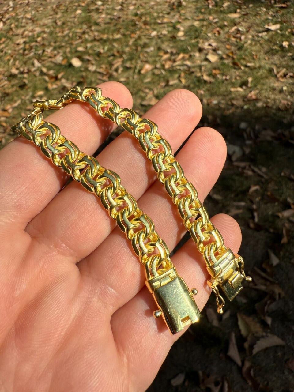 Bismark Garibaldi Chino Link Bracelet - 14k Gold Vermeil 925 Sterling Silver - 7"-8.5" - 9mm