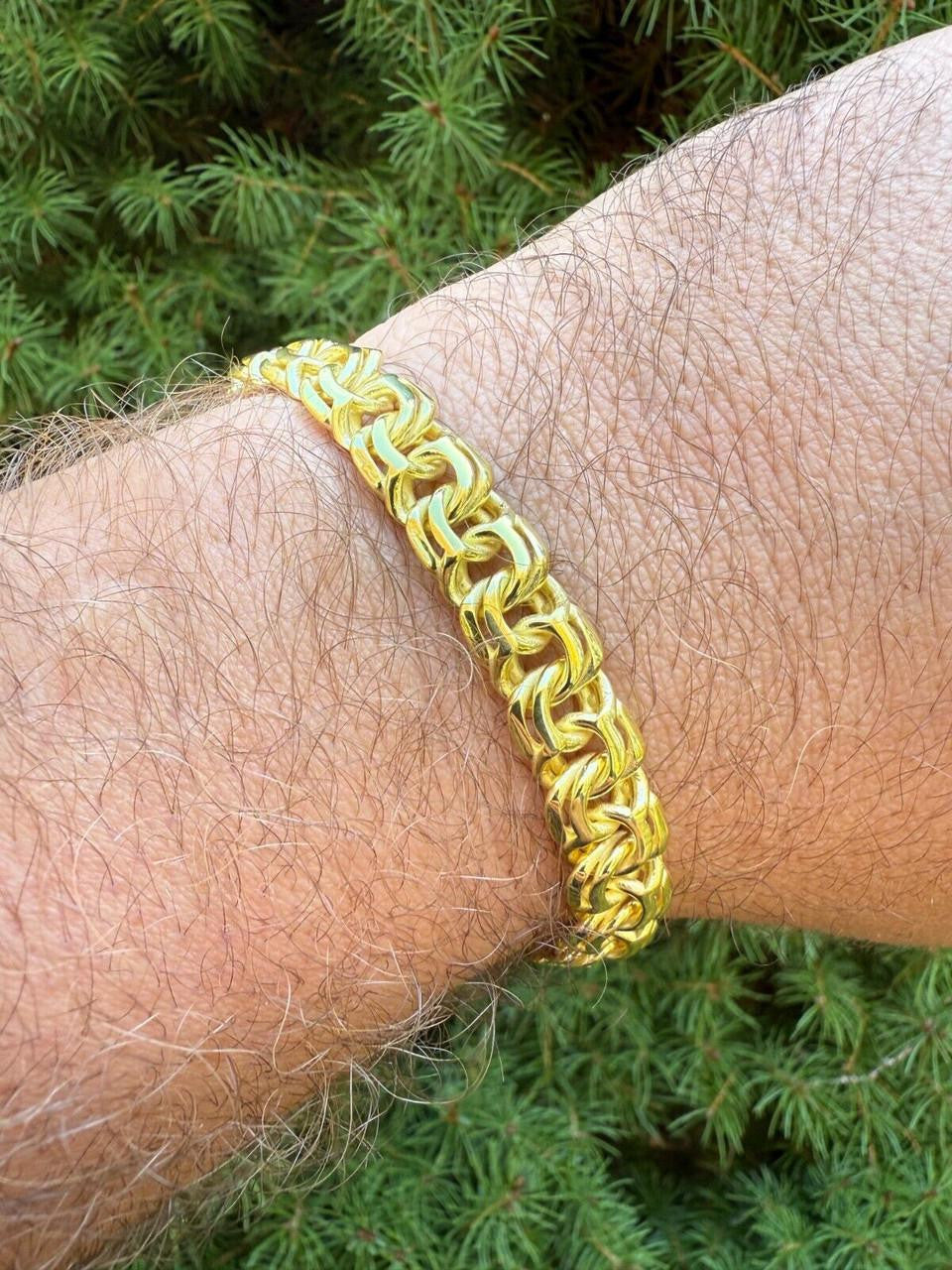 Bismark Garibaldi Chino Link Bracelet - 14k Gold Vermeil 925 Sterling Silver - 7"-8.5" - 9mm