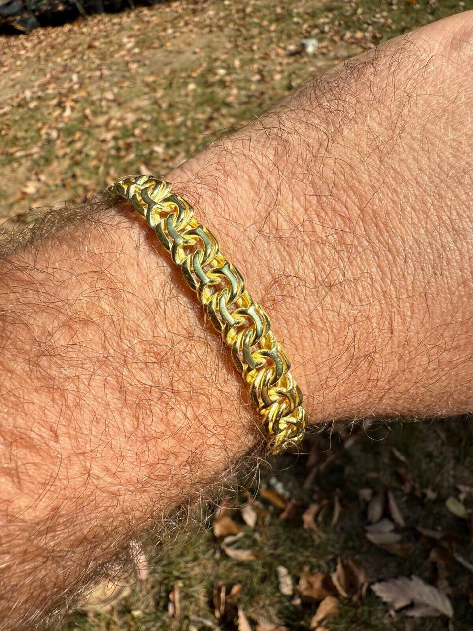 Bismark Garibaldi Chino Link Bracelet - 14k Gold Vermeil 925 Sterling Silver - 7"-8.5" - 9mm