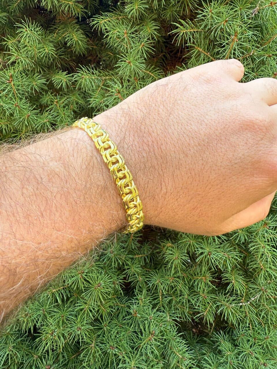 Bismark Garibaldi Chino Link Bracelet - 14k Gold Vermeil 925 Sterling Silver - 7"-8.5" - 9mm