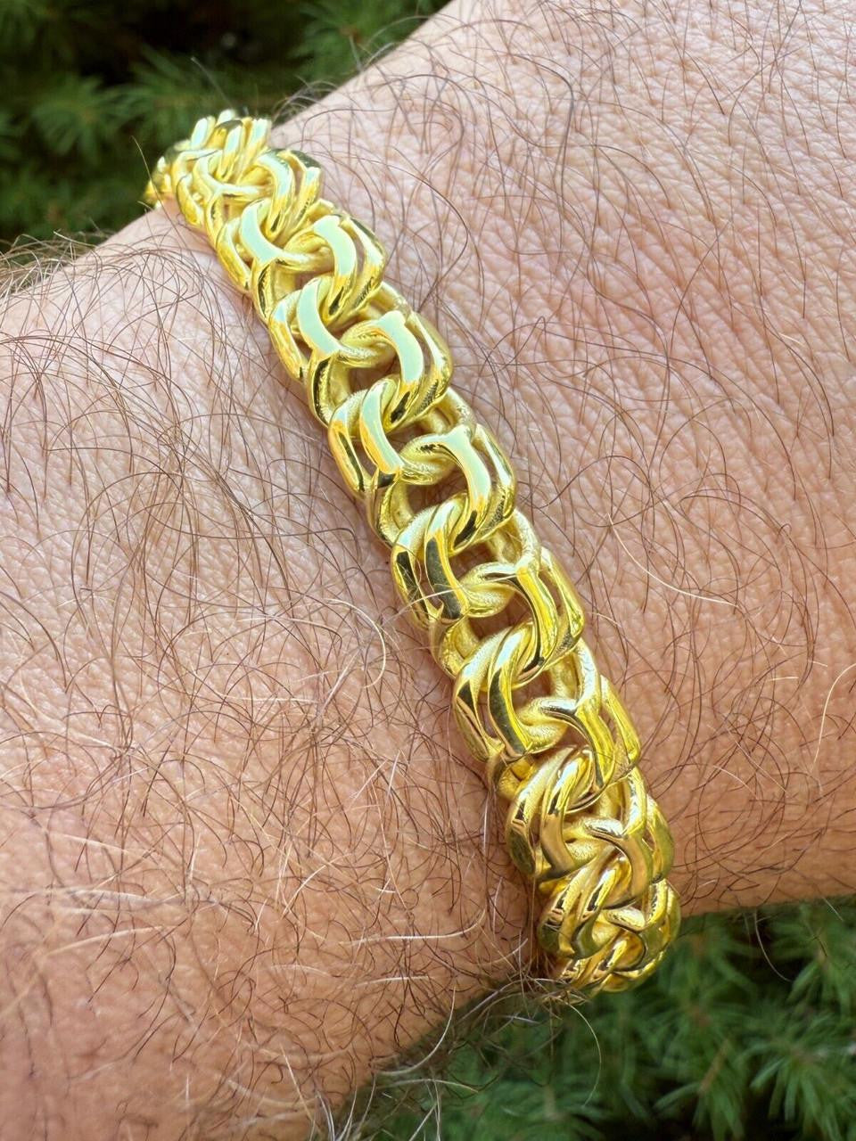 Bismark Garibaldi Chino Link Bracelet - 14k Gold Vermeil 925 Sterling Silver - 7"-8.5" - 9mm