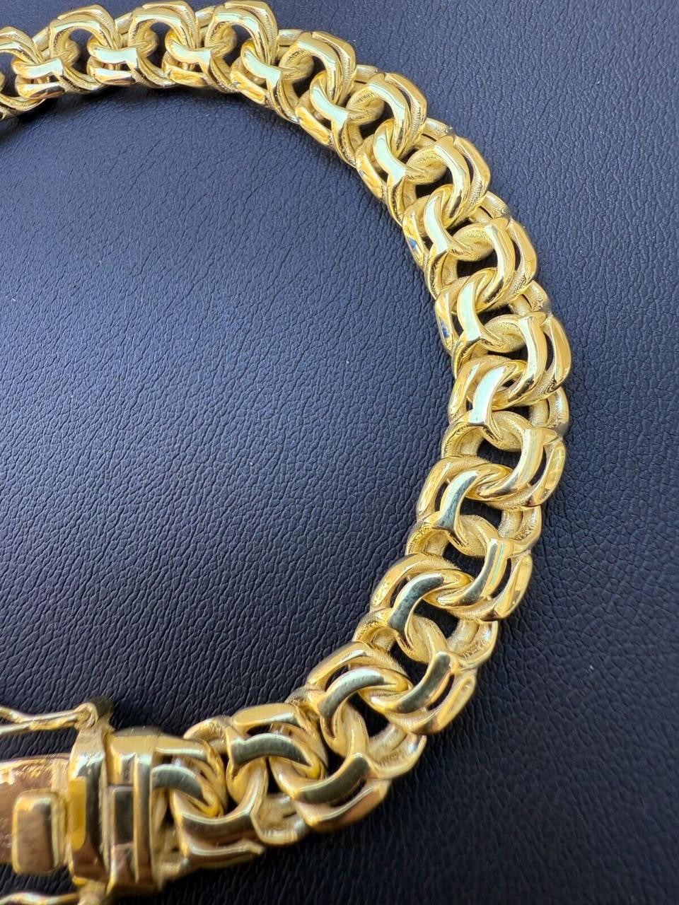 Bismark Garibaldi Chino Link Bracelet - 14k Gold Vermeil 925 Sterling Silver - 7"-8.5" - 9mm