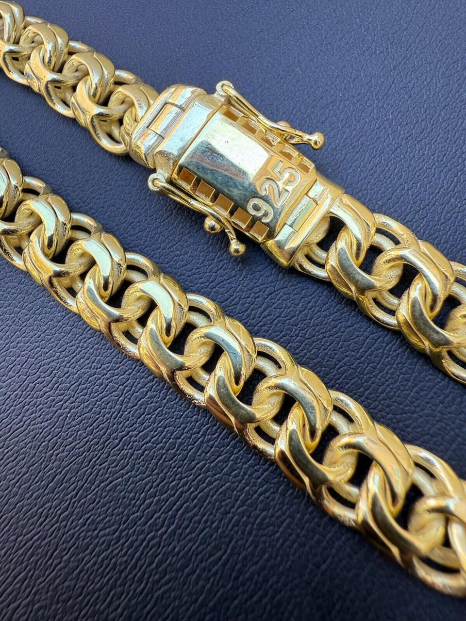 Bismark Garibaldi Chino Link Bracelet - 14k Gold Vermeil 925 Sterling Silver - 7"-8.5" - 9mm