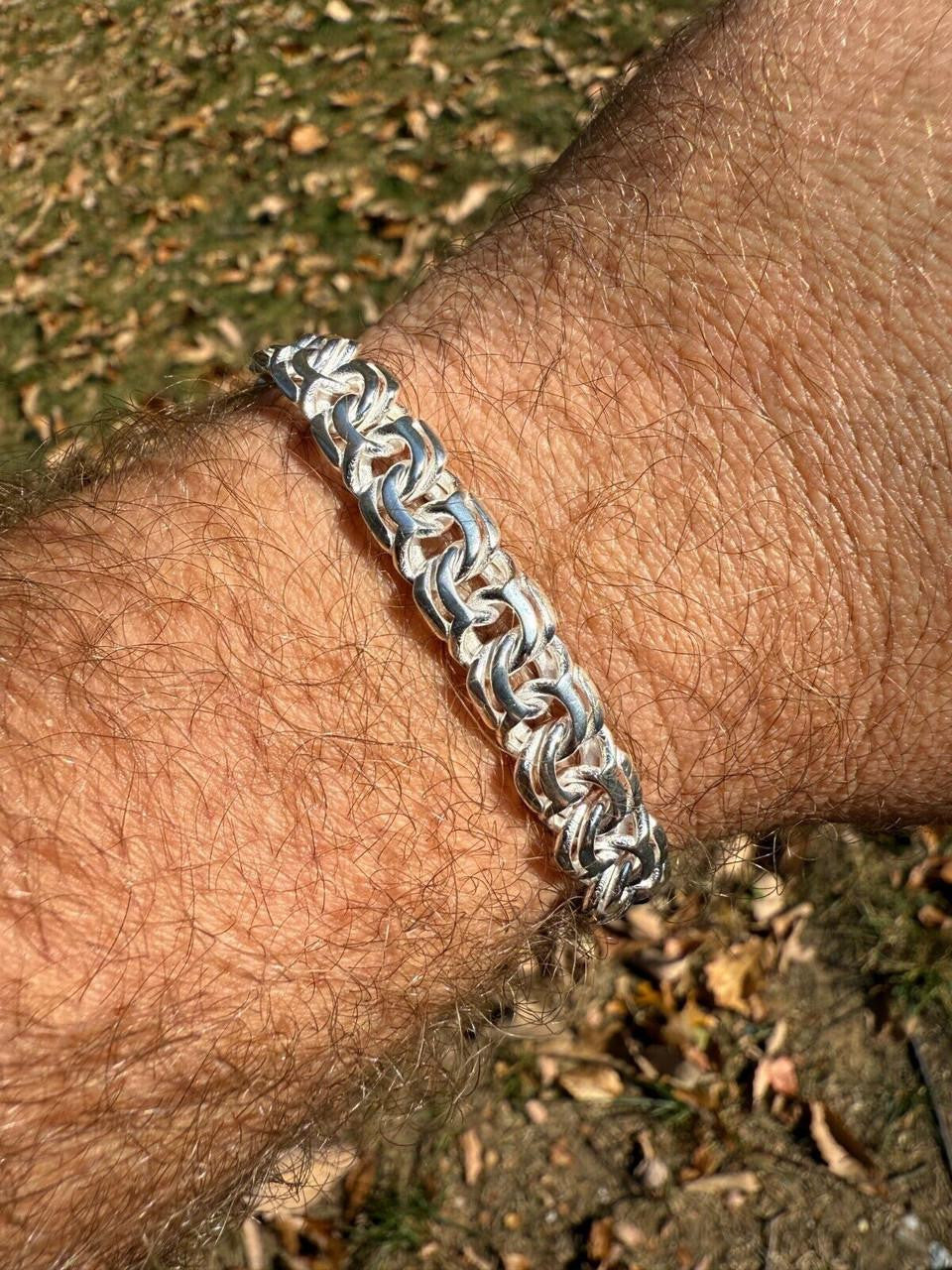 Bismark Garibaldi Chino Link Bracelet - 925 Sterling Silver - 7"-8.5" - 9mm