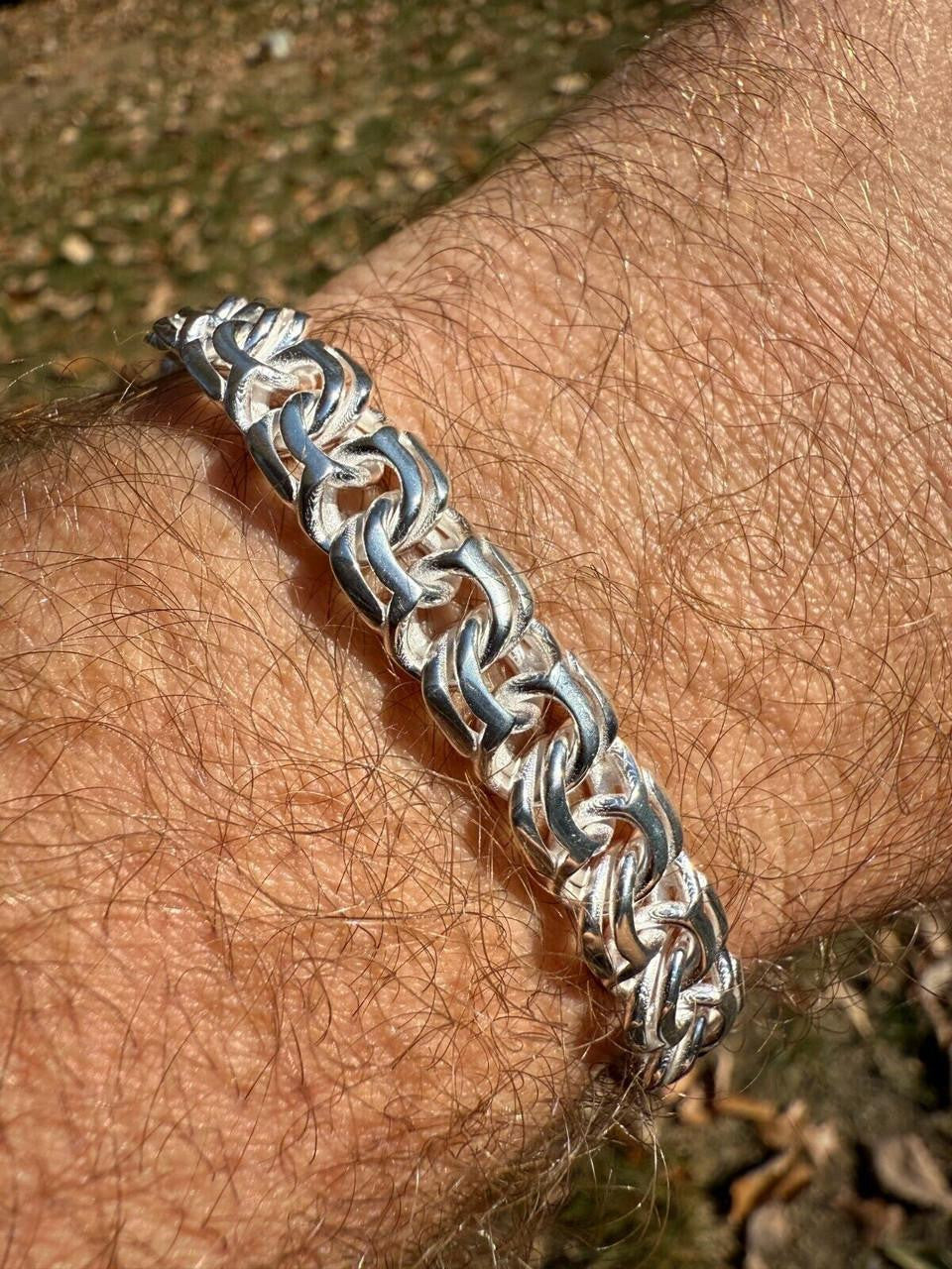 Bismark Garibaldi Chino Link Bracelet - 925 Sterling Silver - 7"-8.5" - 9mm