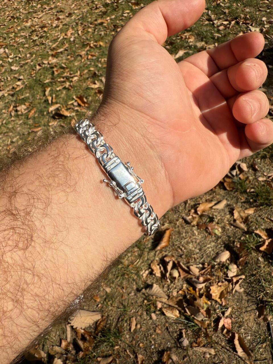 Bismark Garibaldi Chino Link Bracelet - 925 Sterling Silver - 7"-8.5" - 9mm