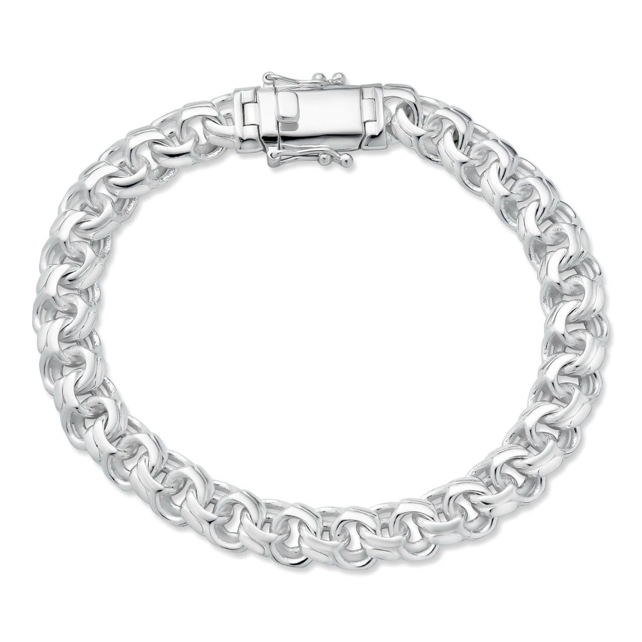 Bismark Garibaldi Chino Link Bracelet - 925 Sterling Silver - 7"-8.5" - 9mm