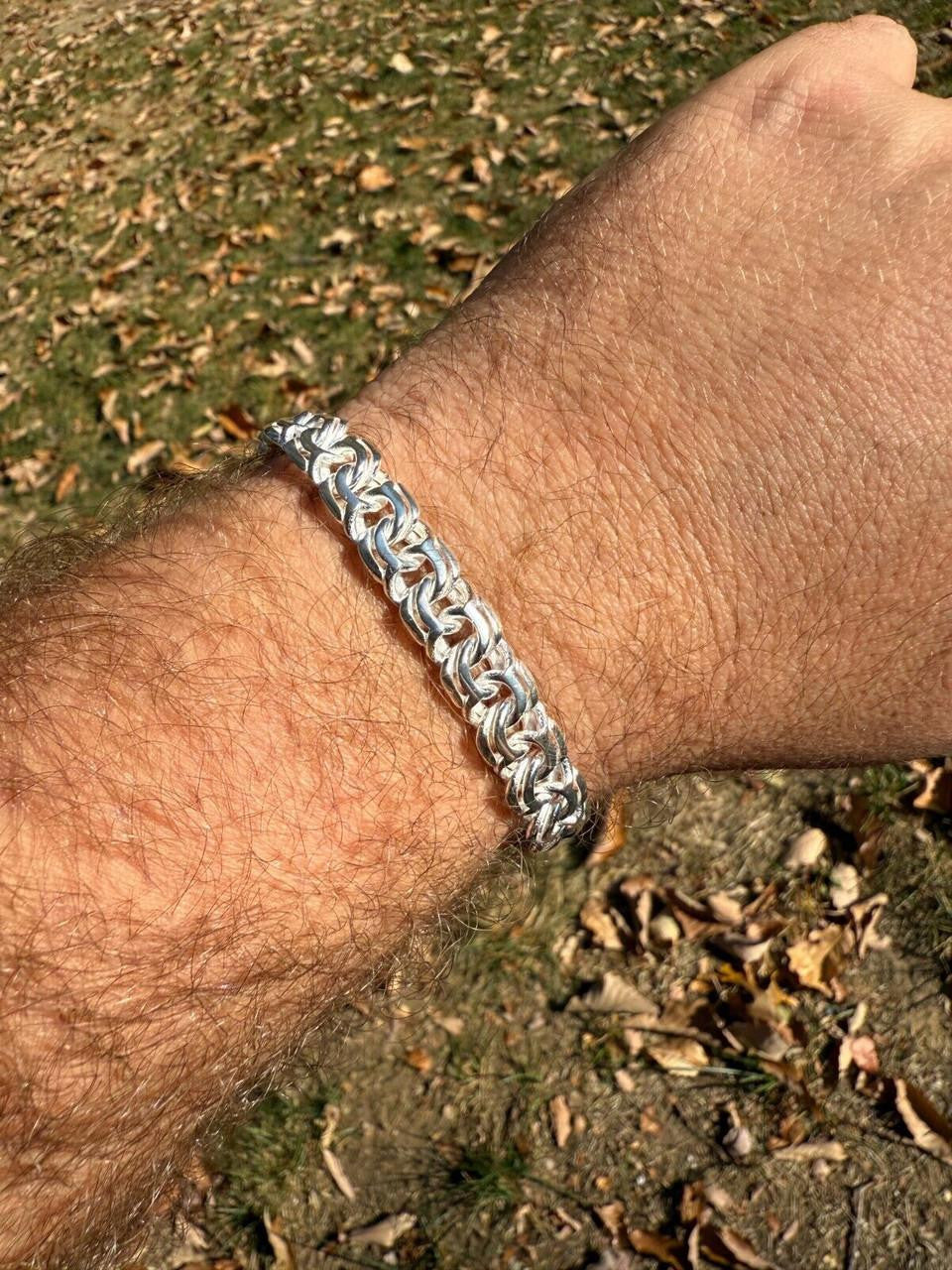Bismark Garibaldi Chino Link Bracelet - 925 Sterling Silver - 7"-8.5" - 9mm