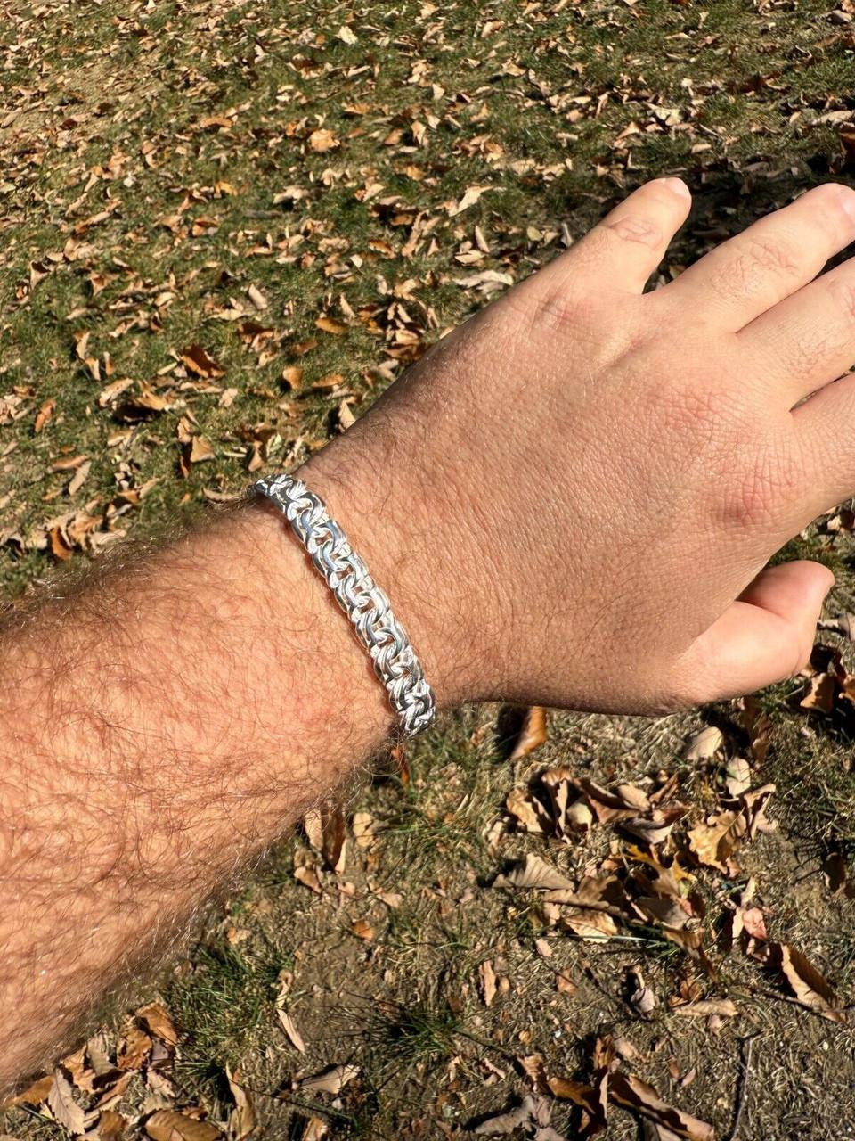 Bismark Garibaldi Chino Link Bracelet - 925 Sterling Silver - 7"-8.5" - 9mm