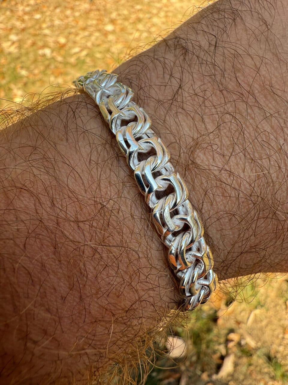 Bismark Garibaldi Chino Link Bracelet - 925 Sterling Silver - 7"-8.5" - 9mm