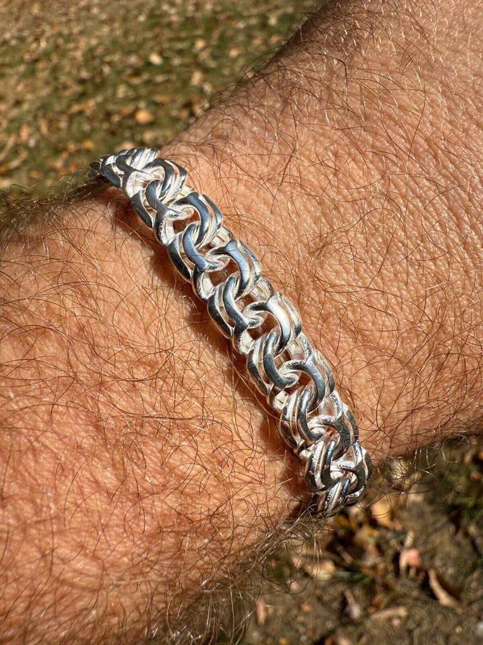 Bismark Garibaldi Chino Link Bracelet - 925 Sterling Silver - 7"-8.5" - 9mm