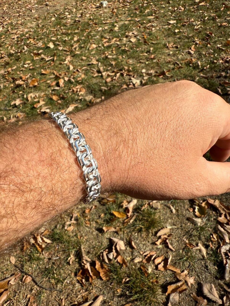 Bismark Garibaldi Chino Link Bracelet - 925 Sterling Silver - 7"-8.5" - 9mm