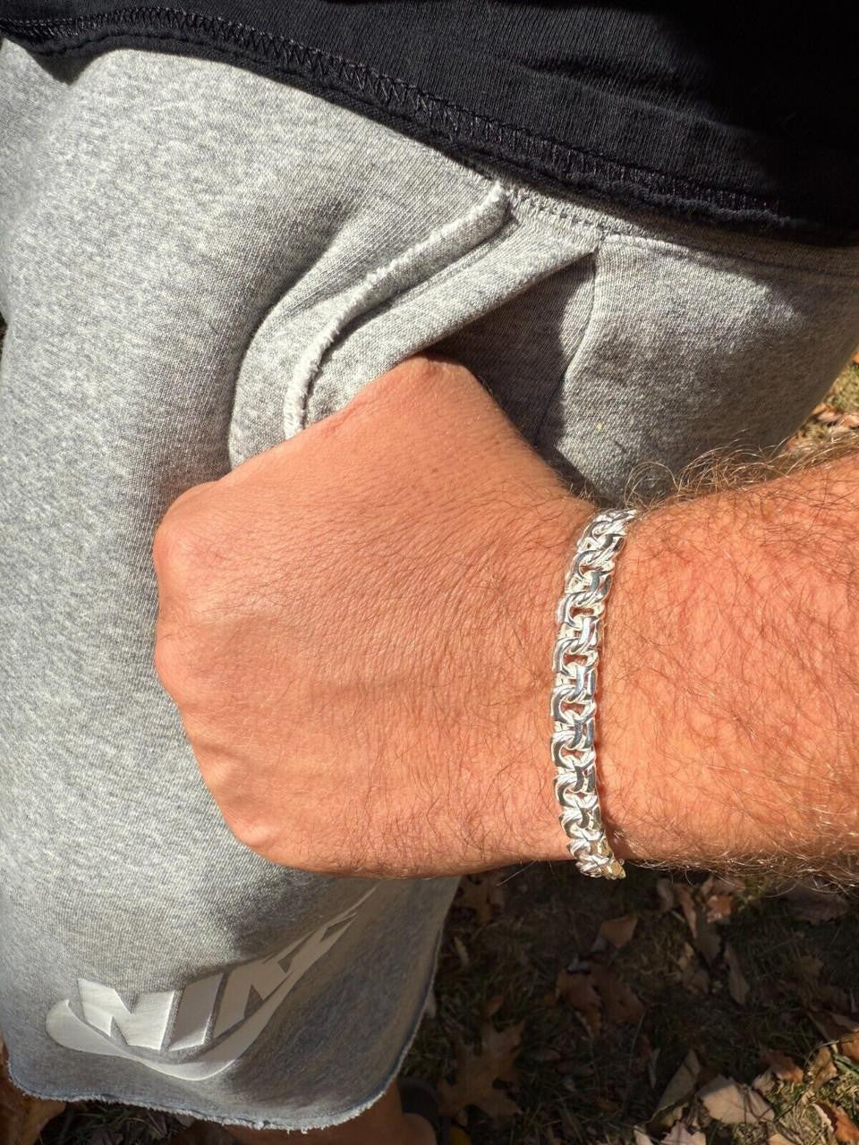 Bismark Garibaldi Chino Link Bracelet - 925 Sterling Silver - 7"-8.5" - 9mm