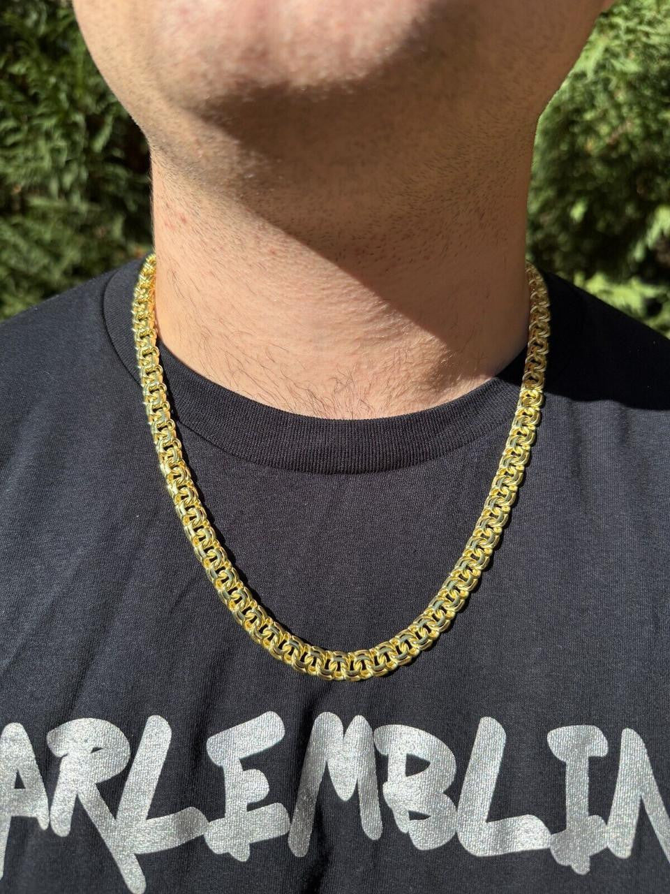 Bismark Garibaldi Chino Link Chain Necklace - 14k Gold Vermeil 925 Silver - 18"-28" - 9mm