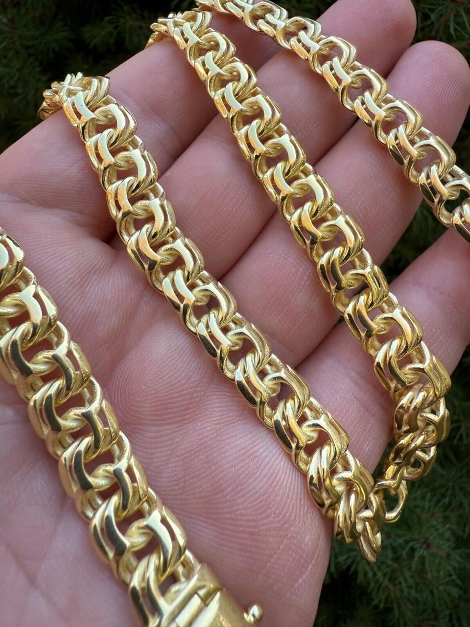 Bismark Garibaldi Chino Link Chain Necklace - 14k Gold Vermeil 925 Silver - 18"-28" - 9mm