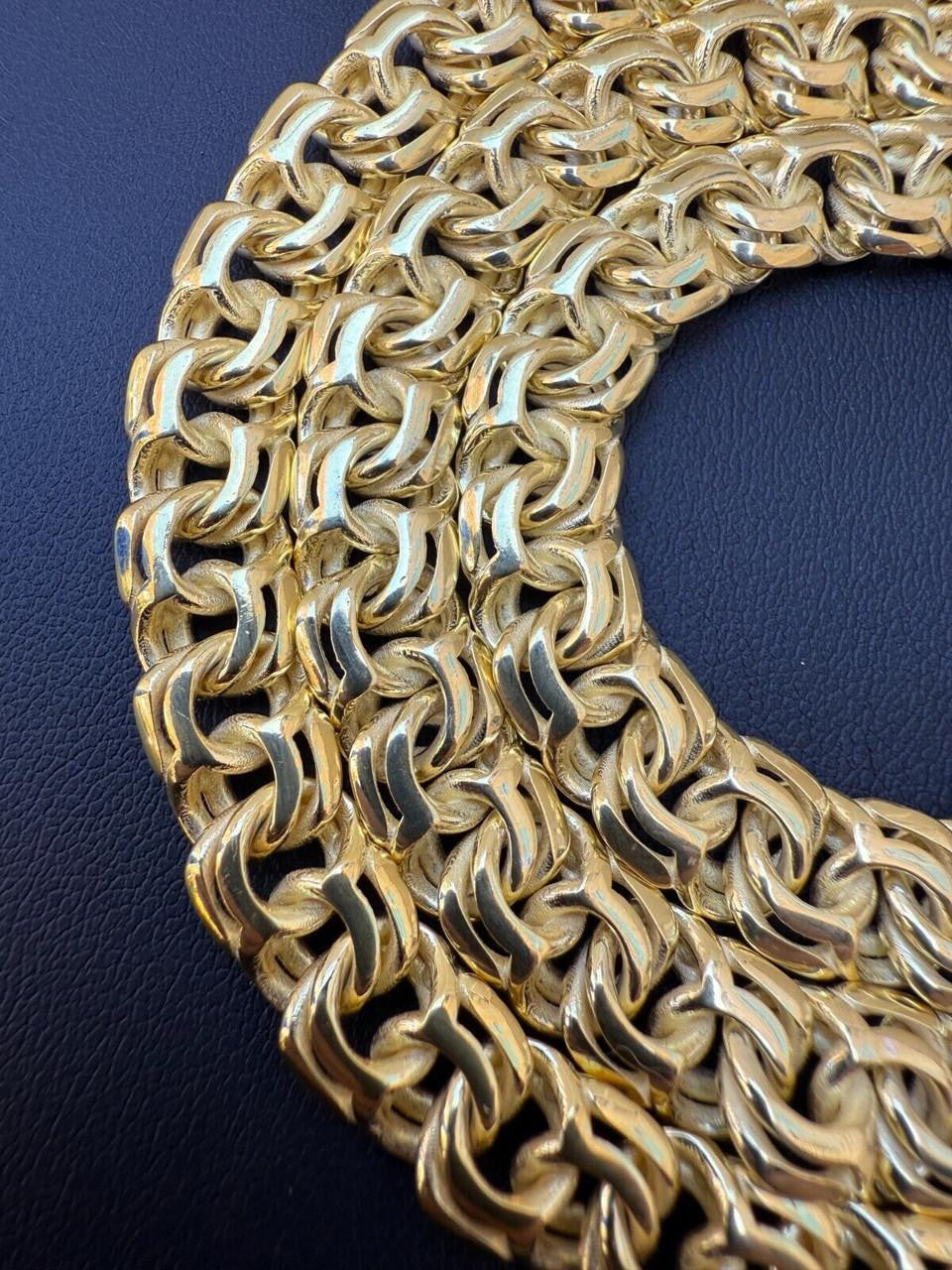 Bismark Garibaldi Chino Link Chain Necklace - 14k Gold Vermeil 925 Silver - 18"-28" - 9mm
